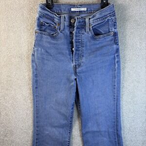 Levi's Jeans Women 27x32 Blue Denim RIBCAGE BOOT Western Cowgirl Preppy Stretch